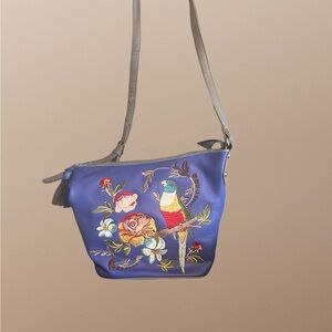 Sharif Embroidered Blue crossbody/shoulder Bag and necklace